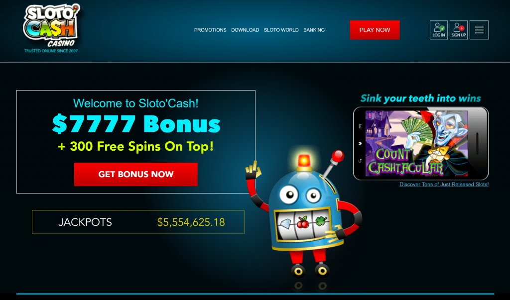 SlotoCash Casino home page